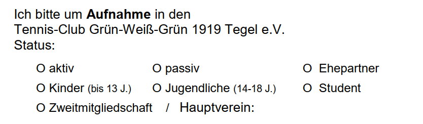 Beispiel: Aufnahmeantrag Image